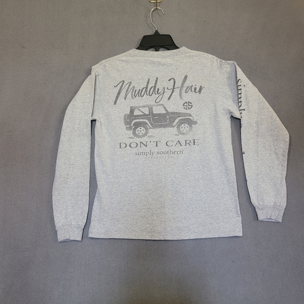 Simply Southern Light Gray Long Sleeve Small Tee